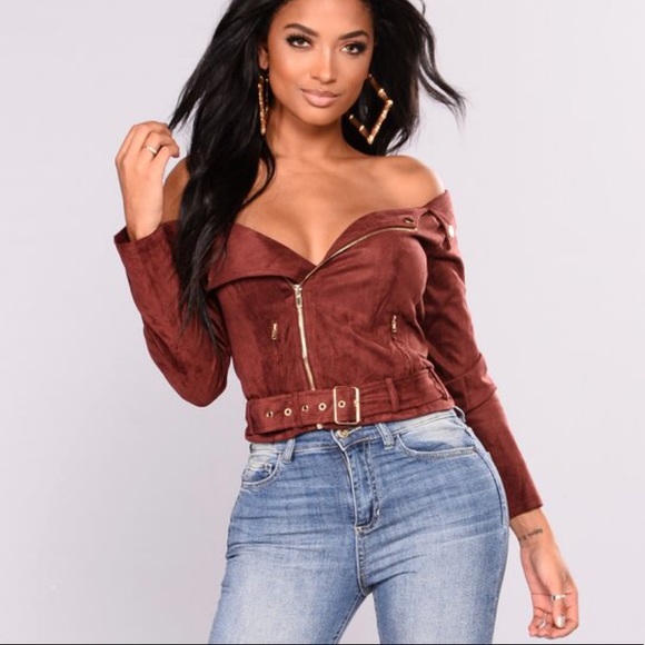 Fashion nova suede jacket in burgundy - Picture 3 of 6